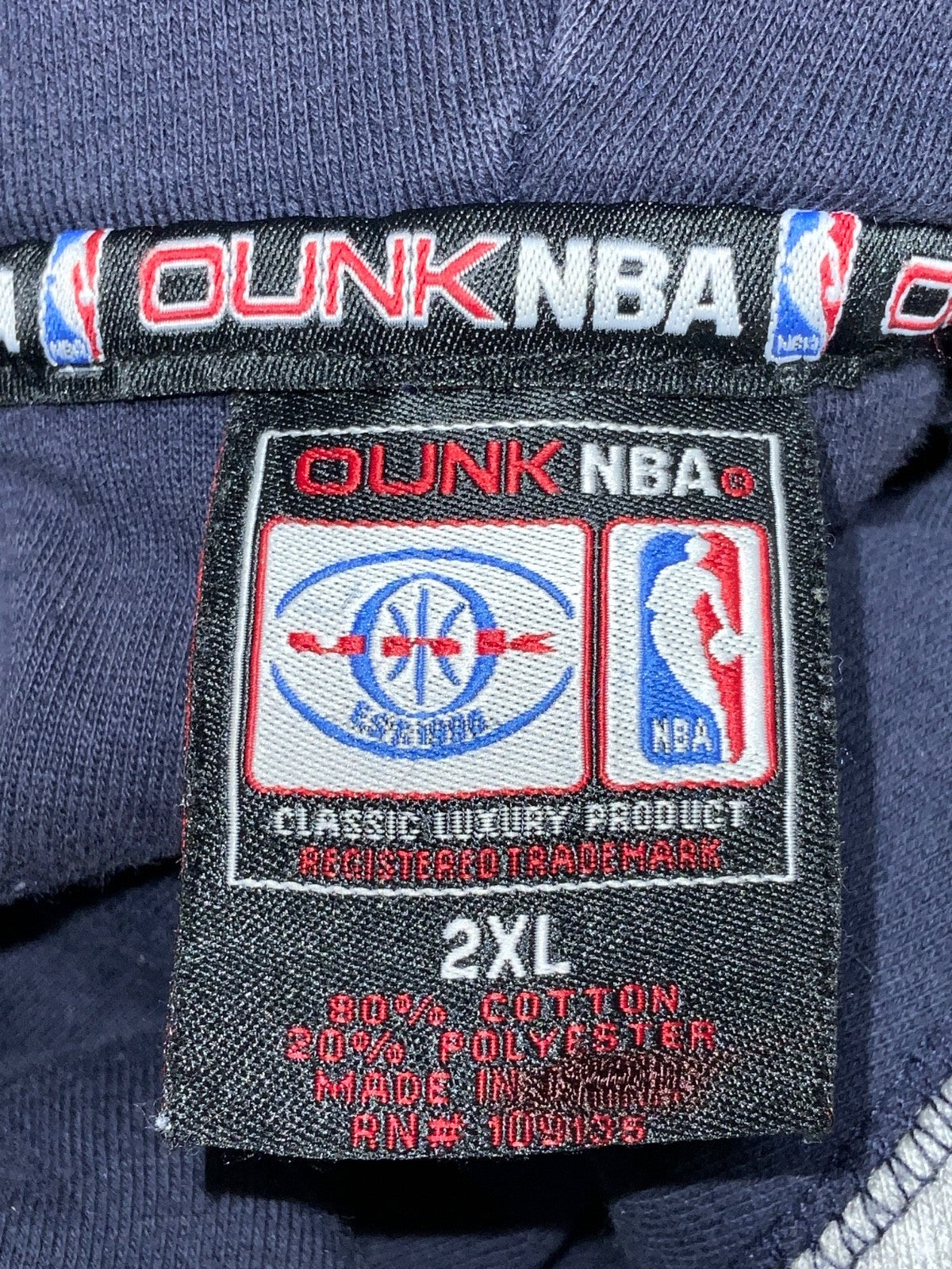 Y2K Nba Teams Patch Sweatshirt Hoodie 2XL Blue Full Zip Embroidered Dunk Nba