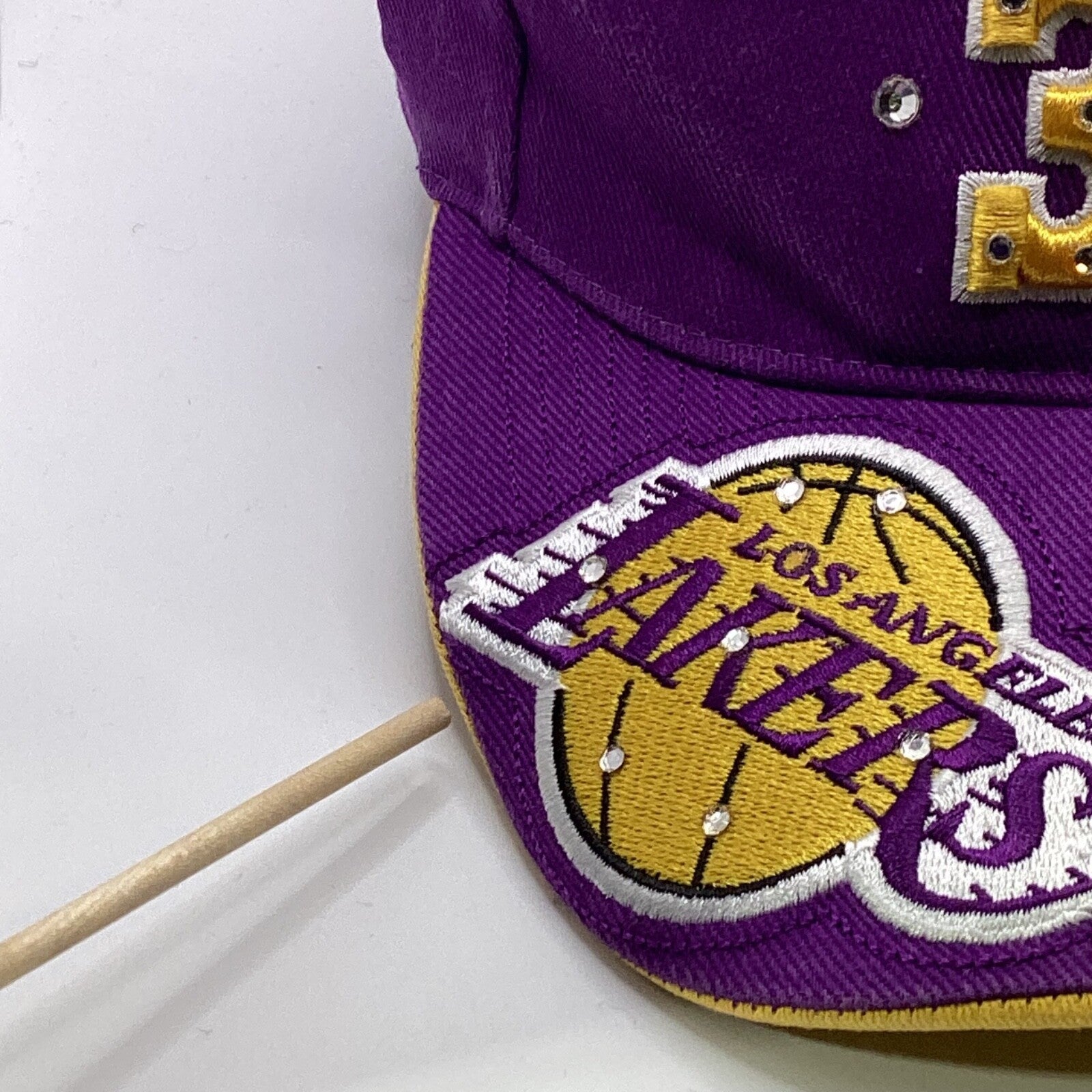 Vintage Los Angeles Lakers Drew Pearson Strap back Hat Cap Adjustable Rhinestone