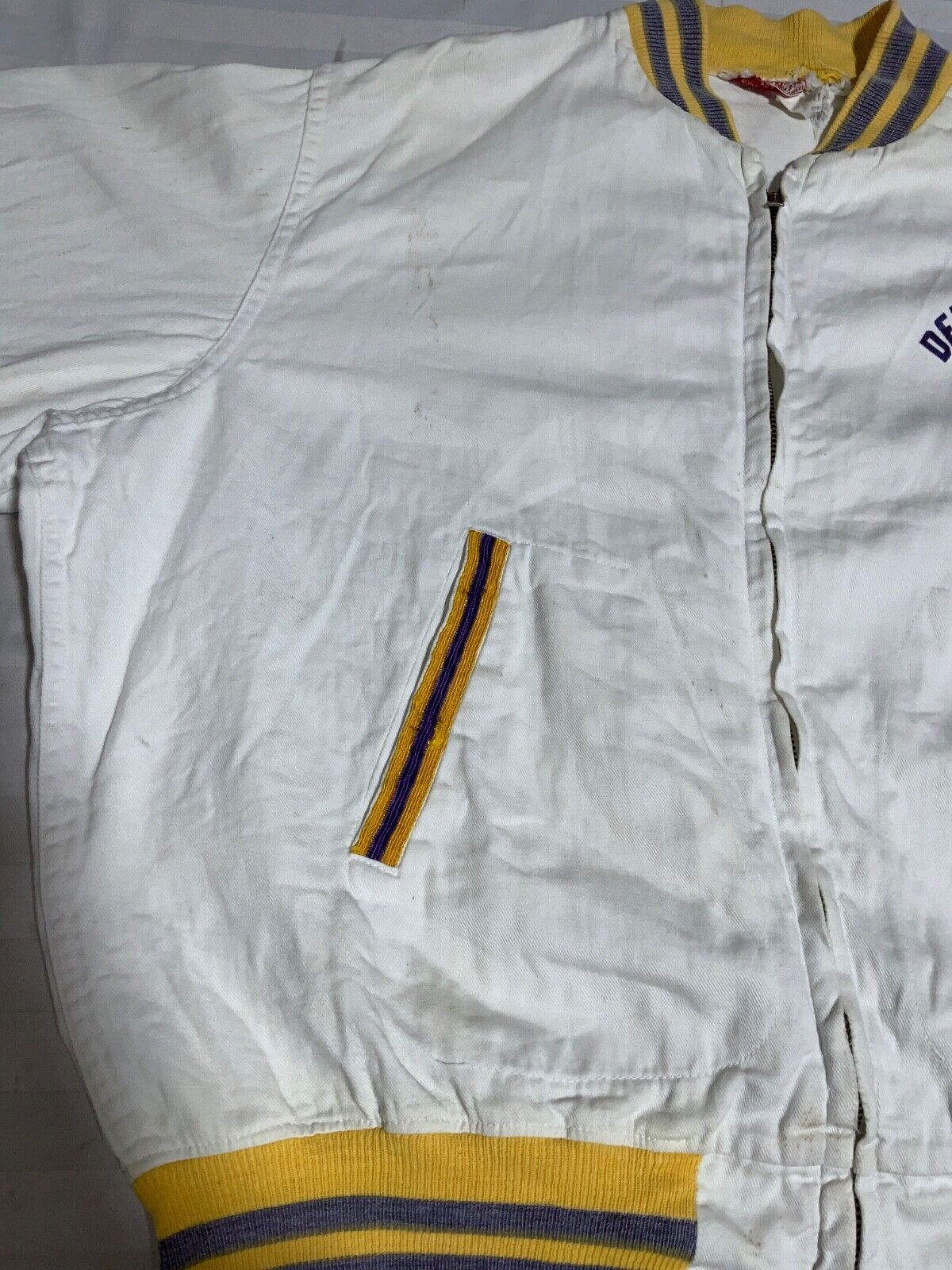 Vintage 1950s Jacket Large Full Zip Distressed Delta Pi Alpha Fraternity Bomber