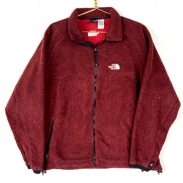 Vintage The North Face Fleece Sweater Jacket Medium Maroon Red Full Zip
