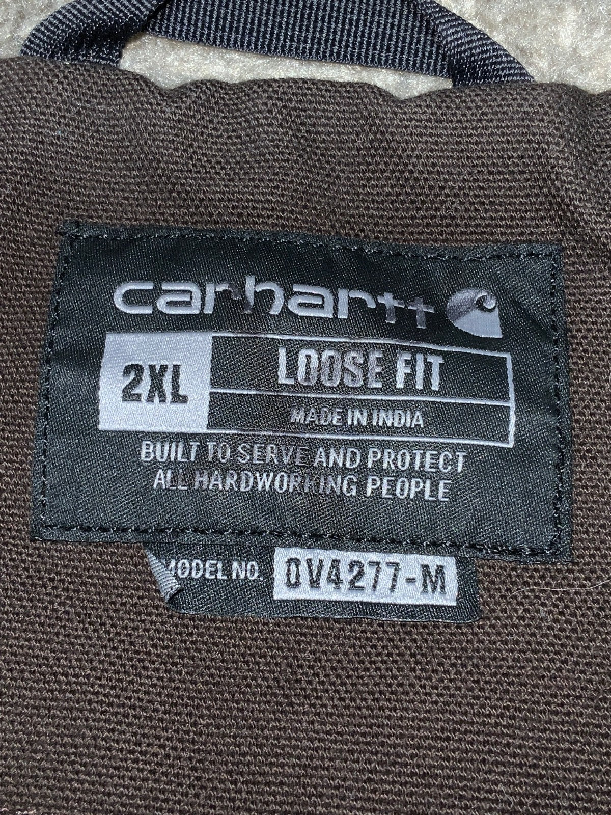 Carhartt Vest Size 2XL Brown Full Zip Sherpa Lined Loose Fit Work Wear