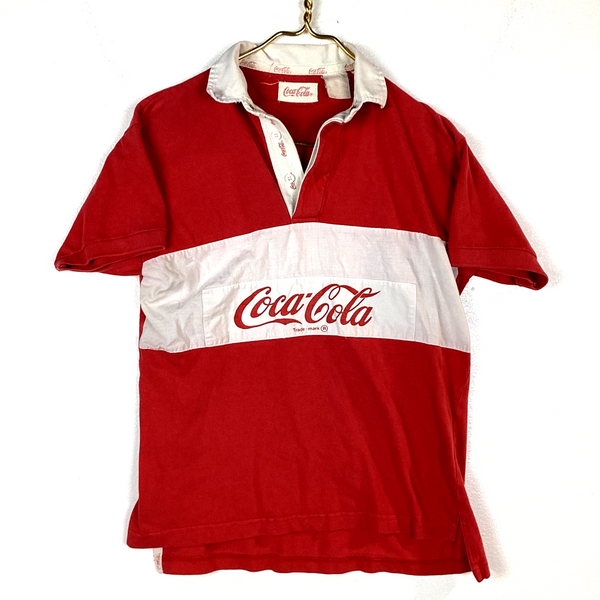 Vintage Coca-Cola Polo Collar Shirt Size Medium Red Short Sleeve