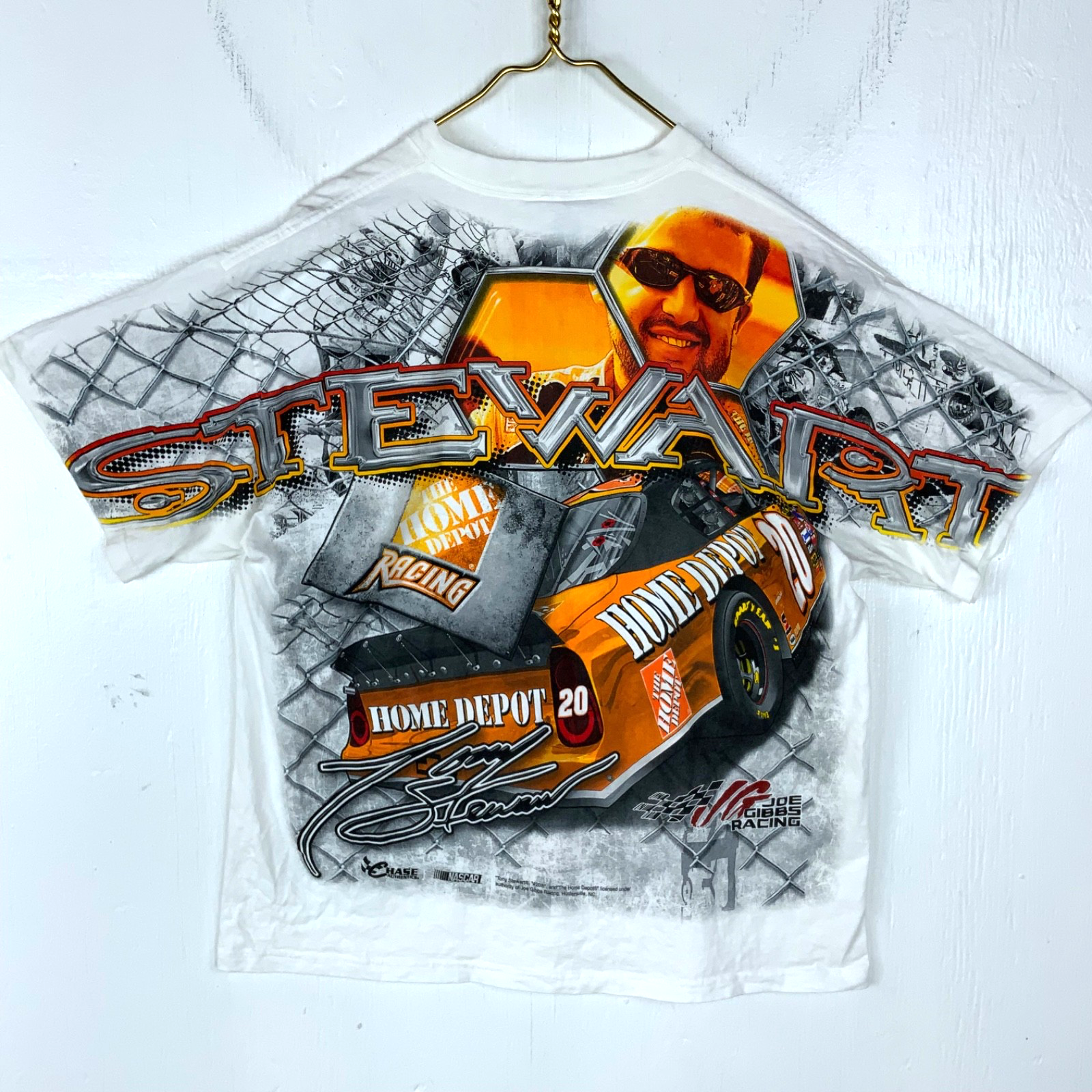 Vintage Nascar Chase T-shirt XL White All Over Print Tony Stewart Halo