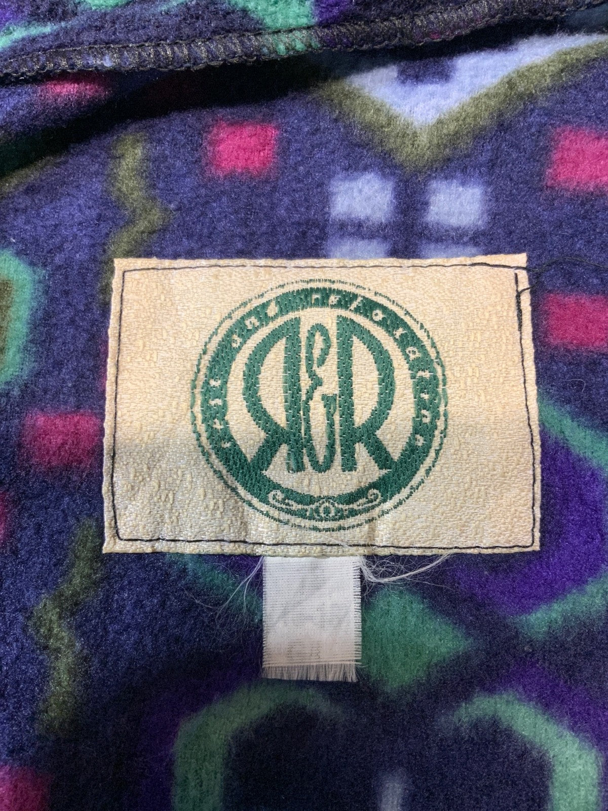 Vintage 1990s Fleece Sweater Jacket Women’s 2XL Purple Full Zip Patterned