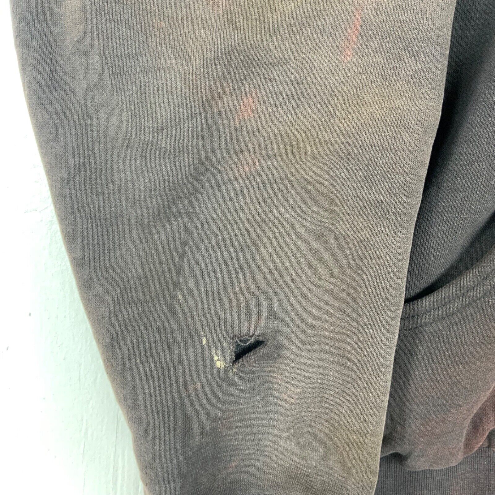 Carhartt Active Lined Sweatshirt Hoodie Jacket Large Black Full Zip Distressed
