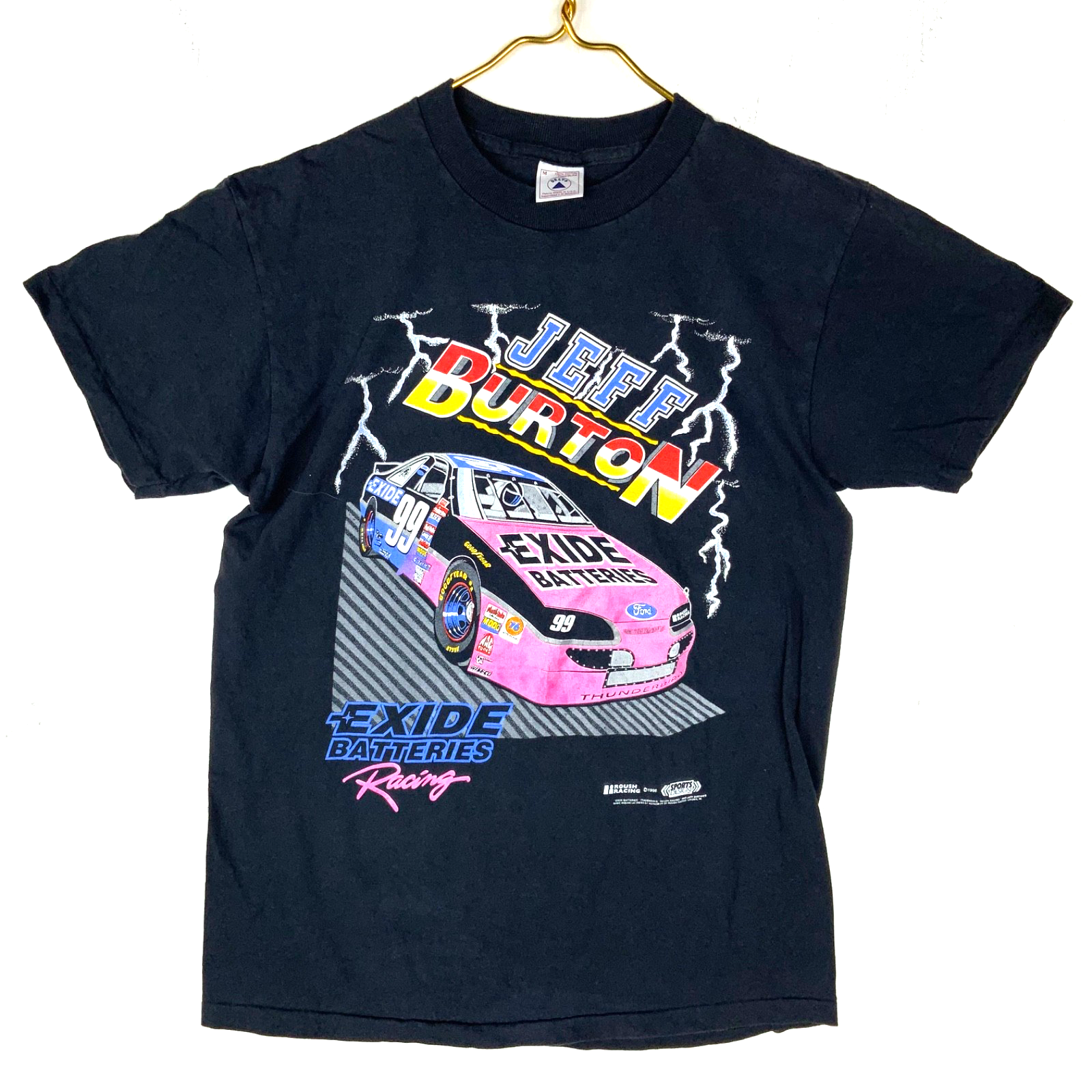 Vintage Nascar T-Shirt XL Jeff Burton 1996 Racing Double Sided Lightning 90s