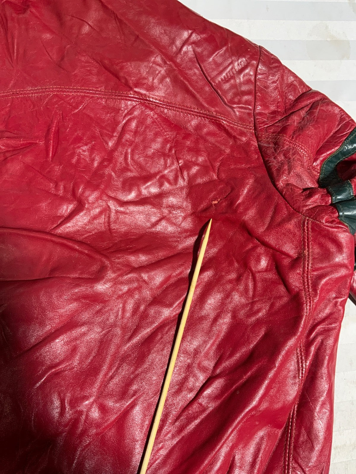 Vintage 1970s Leather Varsity Letterman Jacket Large Red Made In Canada
