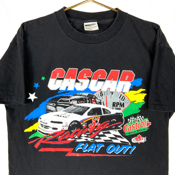 Vintage Nascar Racing T-shirt Large Black Double Sided Castrol Super Series