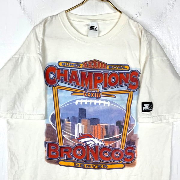 Vintage Denver Broncos Starter T-Shirt XL White Nfl Super Bowl Xxxiii Champs 90s