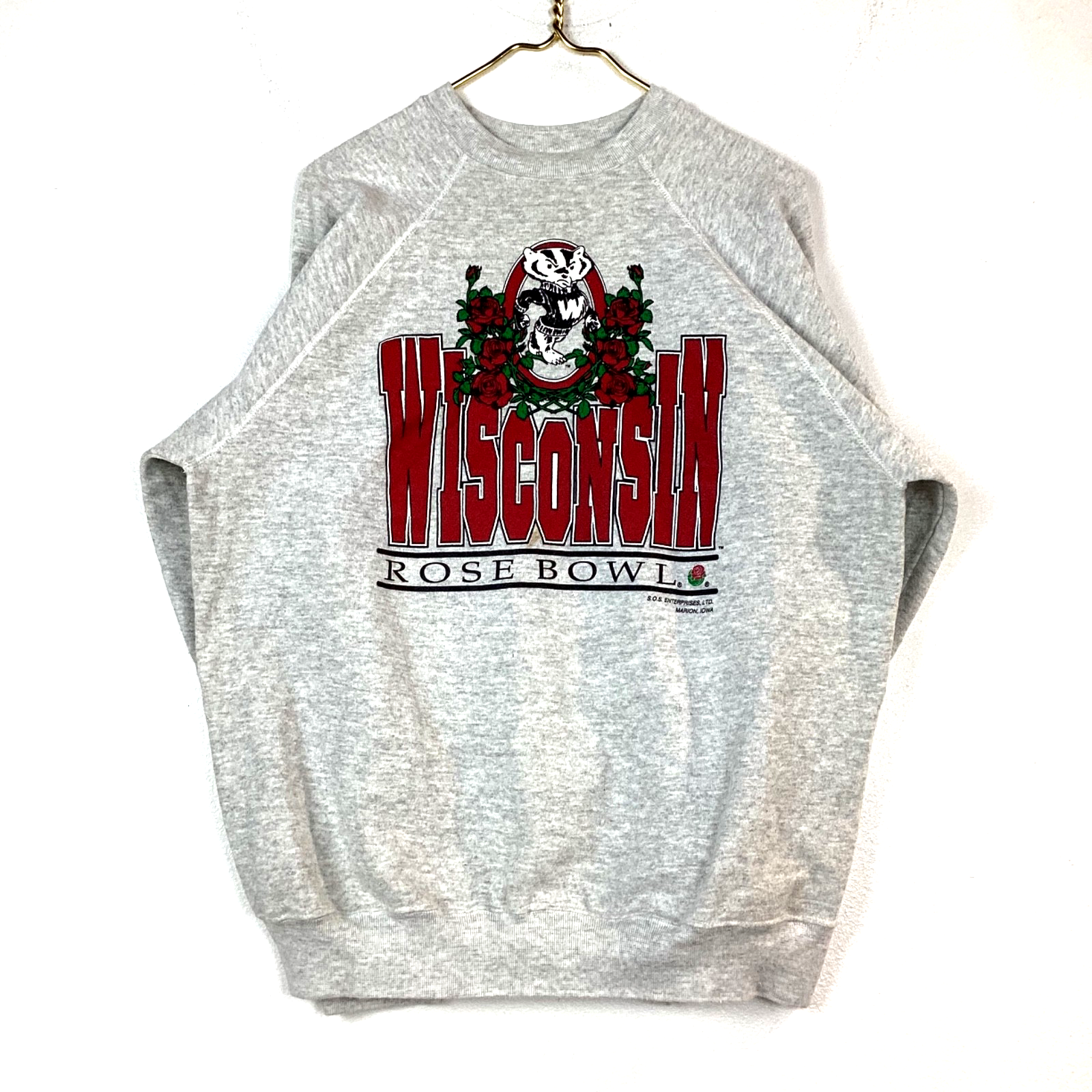 Vintage Wisconsin Badgers Rose Bowl Sweatshirt Crewneck XL Gray Made In Usa Ncaa