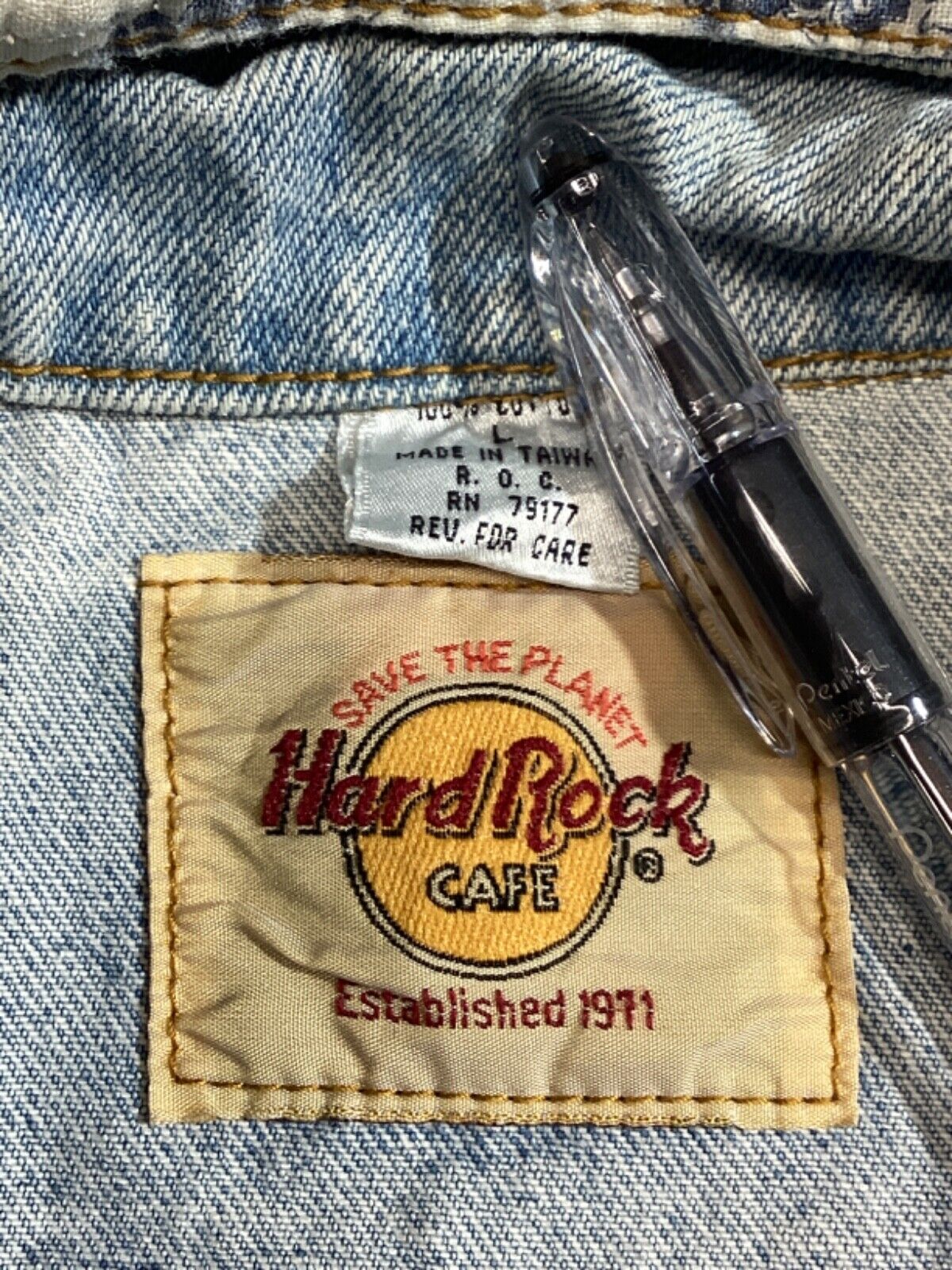 Vintage Hard Rock Cafe Nashville Denim Jean Jacket Large Signed The Mavericks