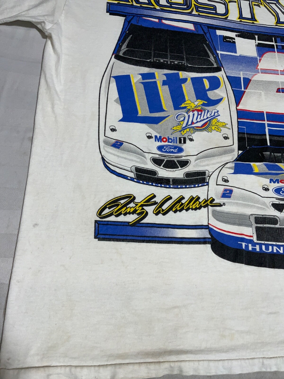Vintage Nascar Racing T-shirt Large Double Sided Miller Racing Rusty Wallace 90s