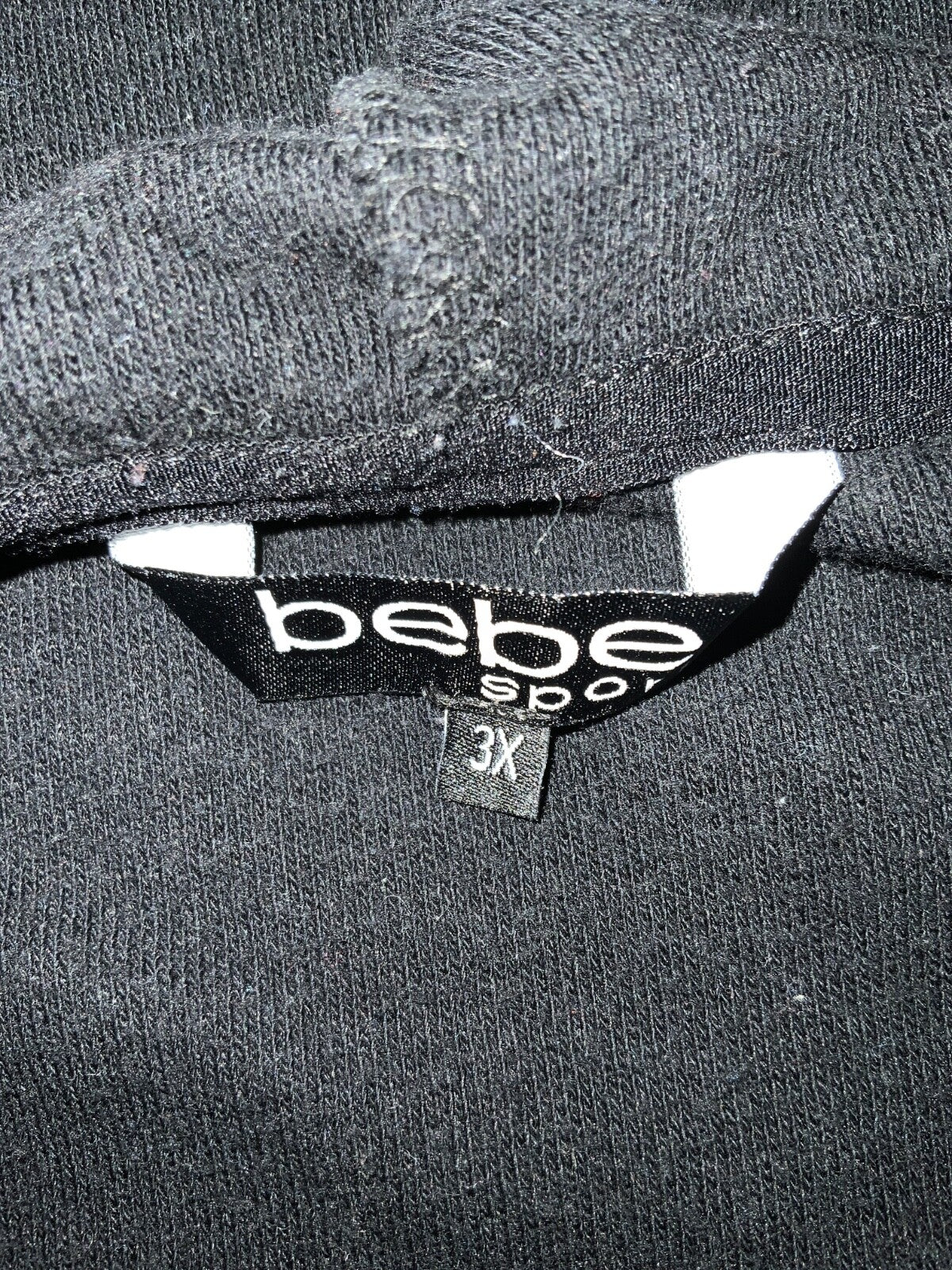 Bebe Terry Cloth Women's Sweatshirt Hoodie 3XL Black Full Zip Bedazzled