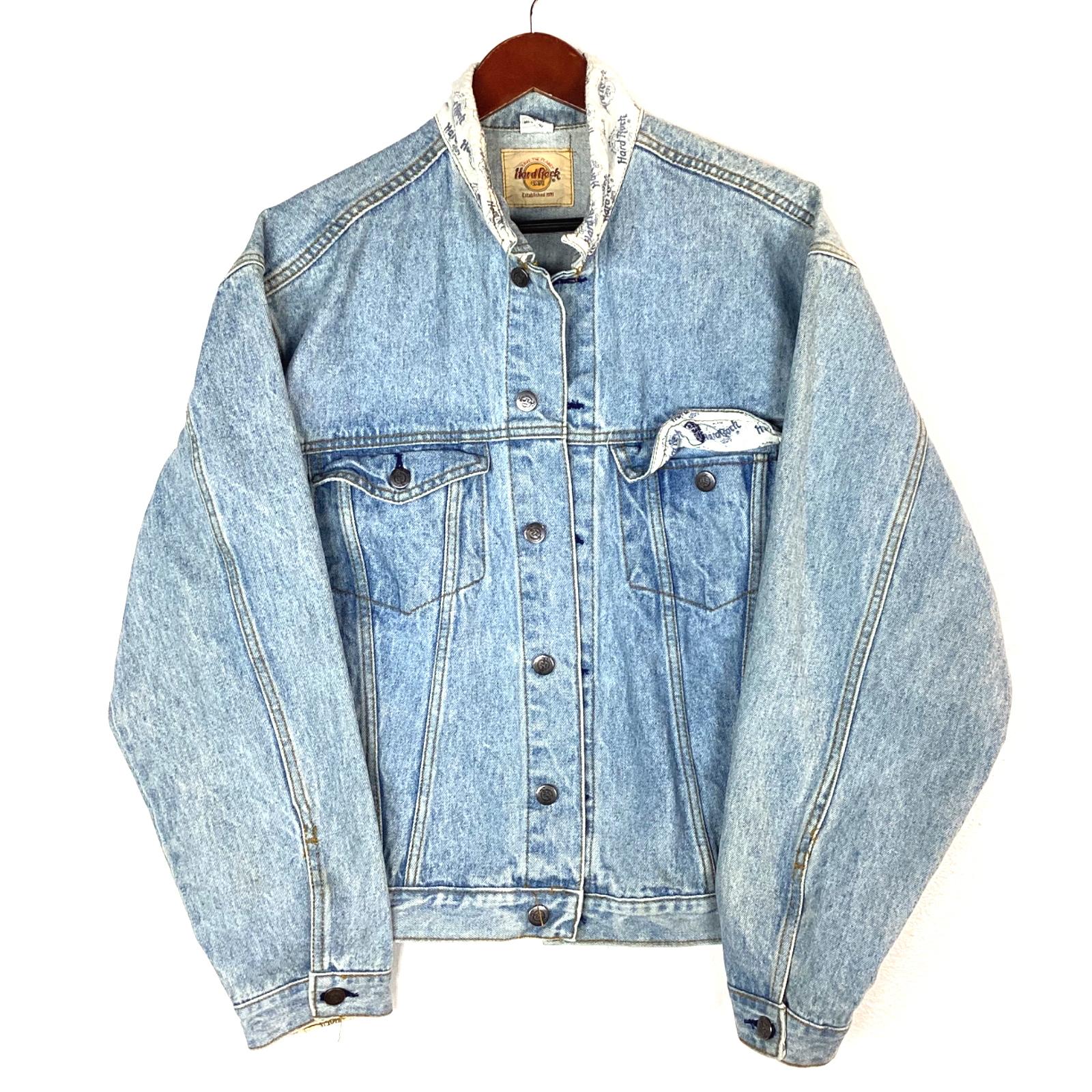Vintage Hard Rock Cafe Nashville Denim Jean Jacket Large Signed The Mavericks