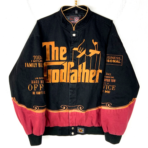 Jeff Hamilton The Godfather Jacket XL Black Snap Button Bomber Movie