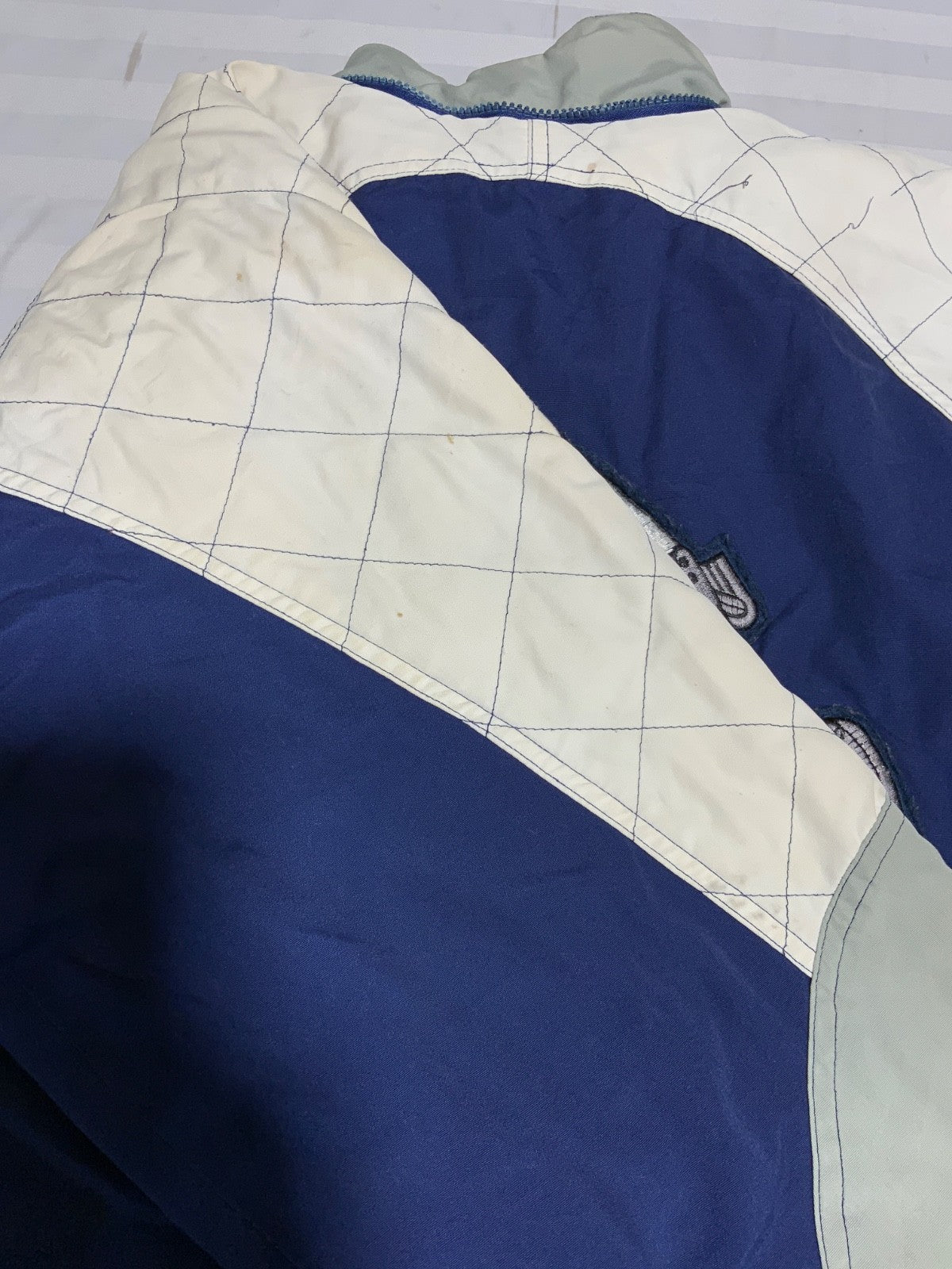 Vintage Dallas Cowboys Jacket Large Blue Puffer Bomber Full Zip Nfl