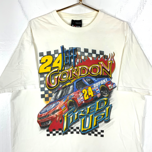 Vintage Nascar Chase T-shirt Large White Fired Up Feel The Heat 2001 Jeff Gordon