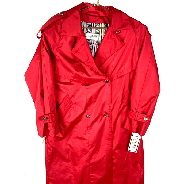 Vintage J. Gallery Women's Trench Coat Jacket Size 7/8 Red 80s