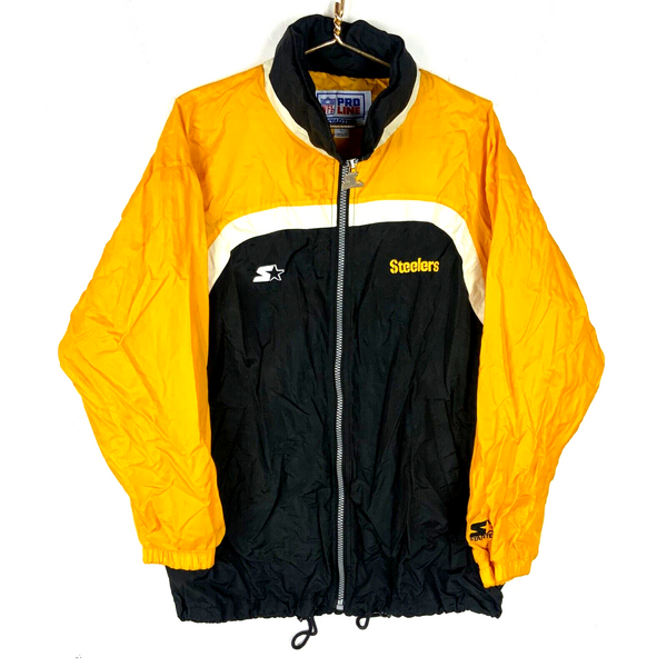 Vintage Pittsburgh Steelers Starter Windbreaker Jacket Large Black Nfl Full Zip