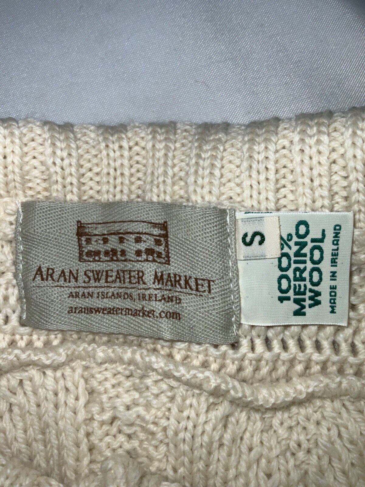Aran Sweater Market Cable Knit Wool Henley Sweater Women’s Small White Ireland