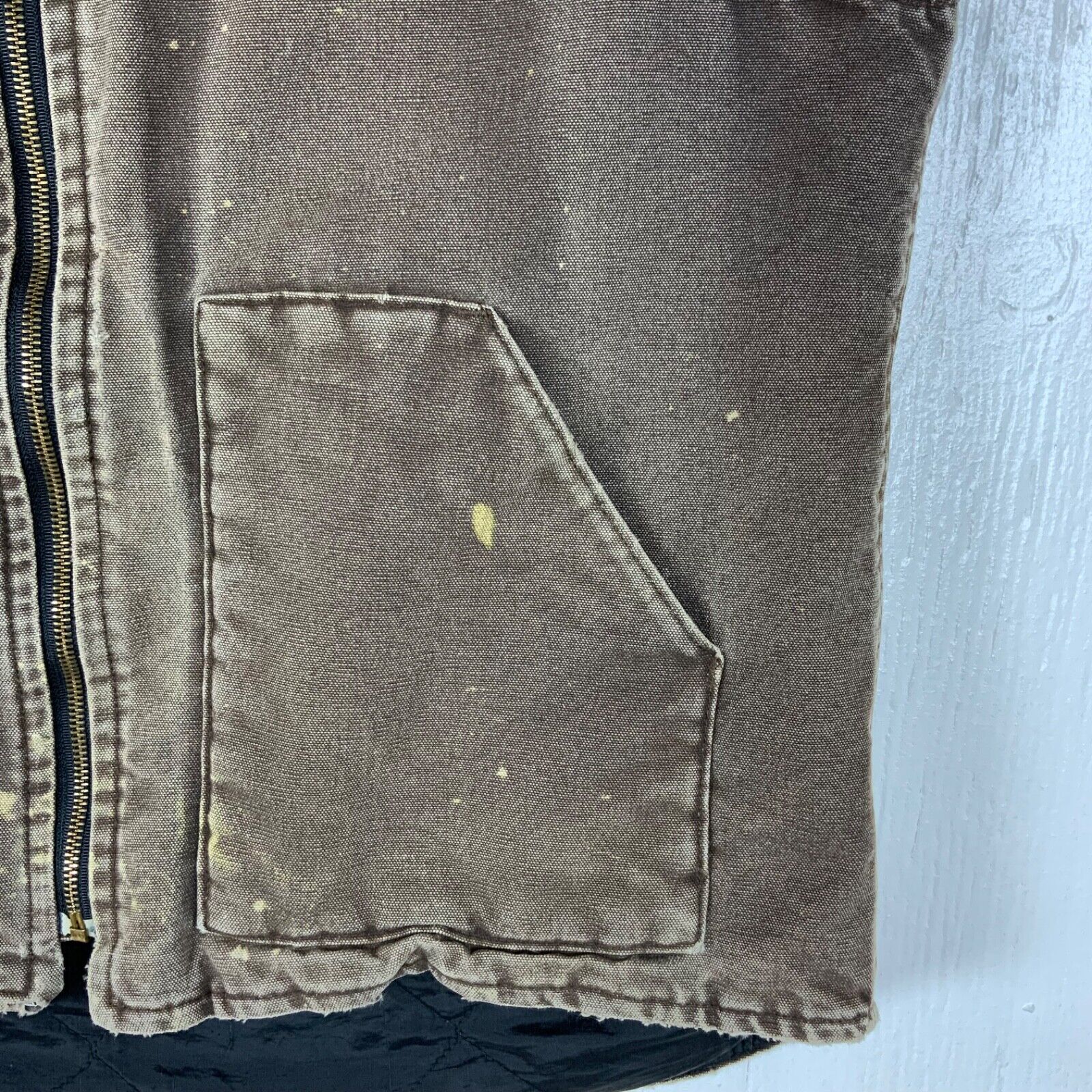 Carhartt Duck Vest Jacket XL Tall Brown Full Zip Quilt Lined Workwear