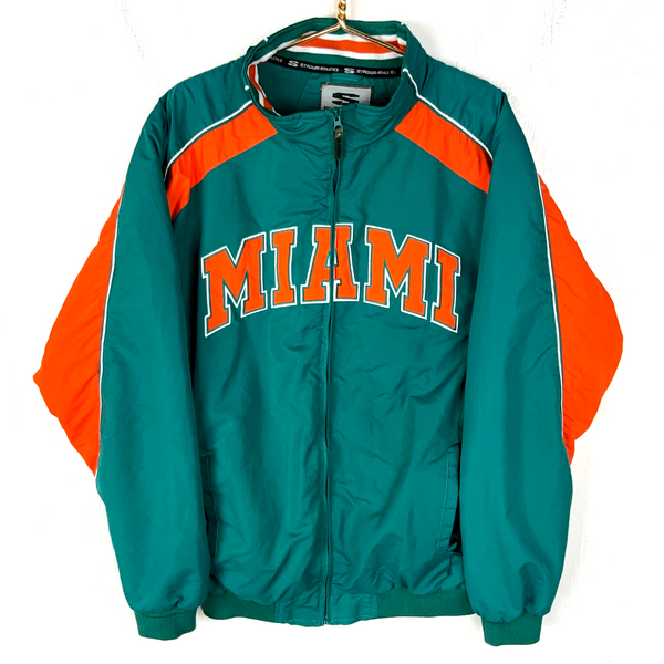 Vintage Miami Dolphins Stadium Track Jacket Large Full Zip Fleece Lined Nfl