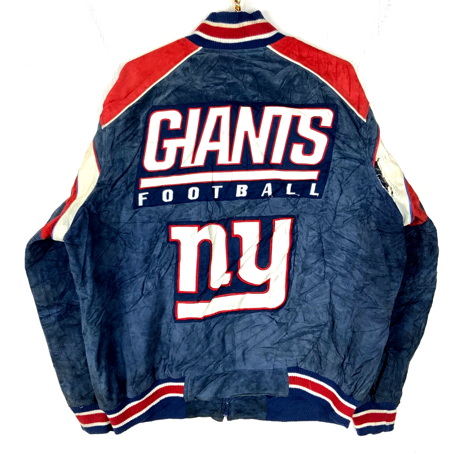 Vintage New York Giants Leather Varsity Bomber Jacket XL Full Zip