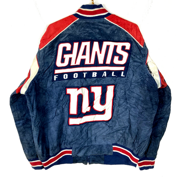 Vintage New York Giants Leather Varsity Bomber Jacket XL Full Zip