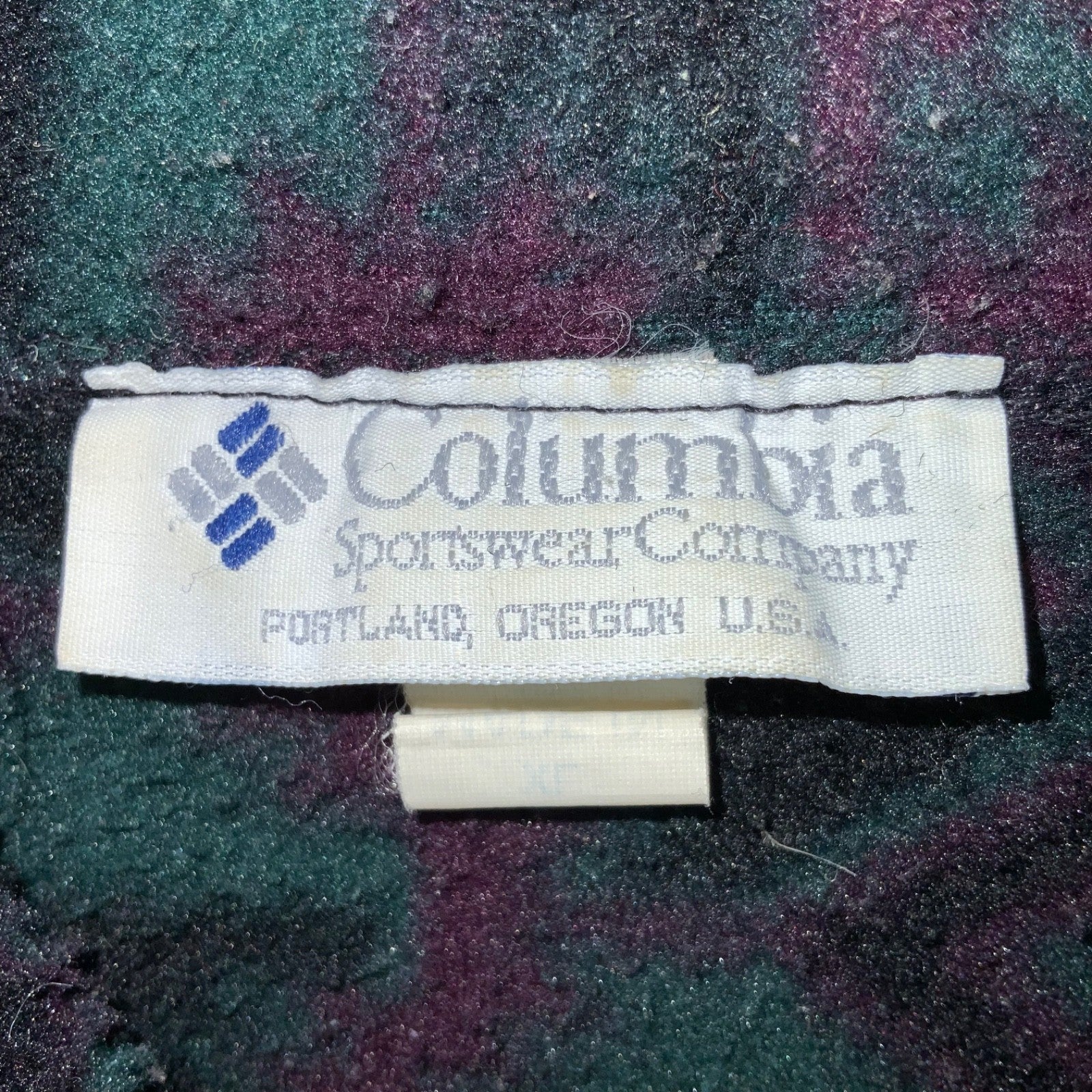 Vintage Columbia Fleece Sweater Jacket XL Purple 1/2 Zip Patterned Made Usa 90s