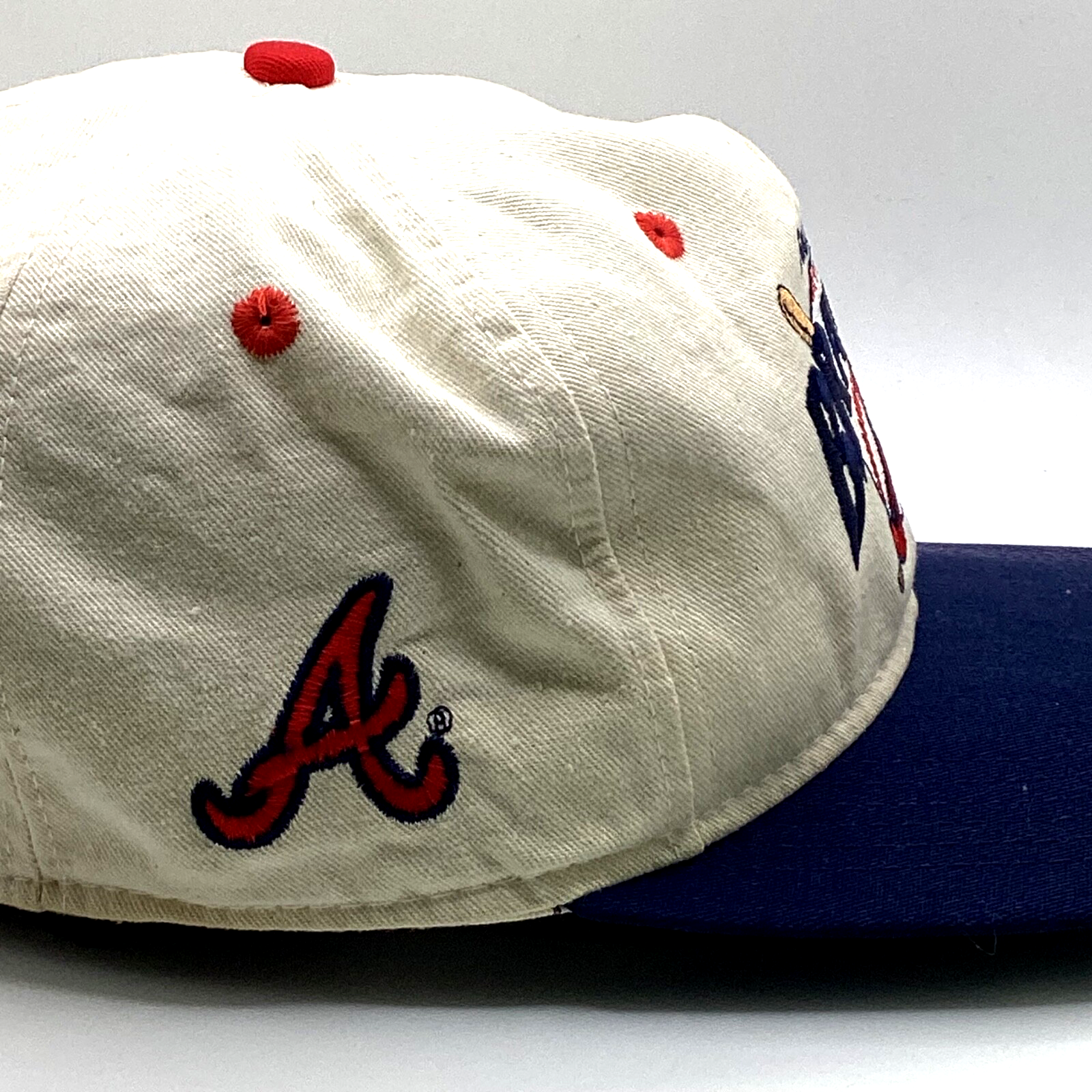 Vintage Atlanta Braves Drawstring Hat Cap Adjustable Mlb Made In Usa