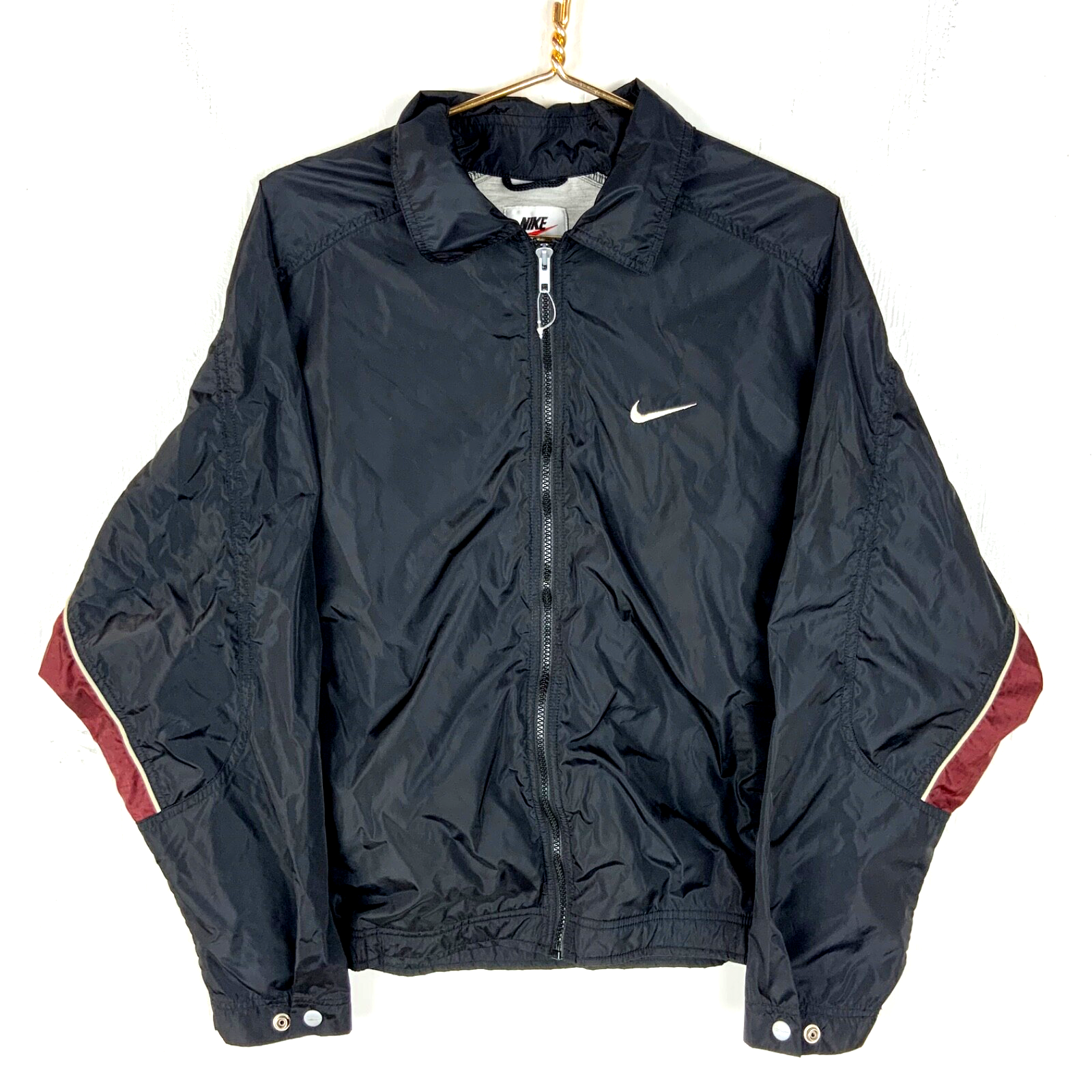 Vintage Nike Windbreaker Jacket Medium Black Full Zip Lined