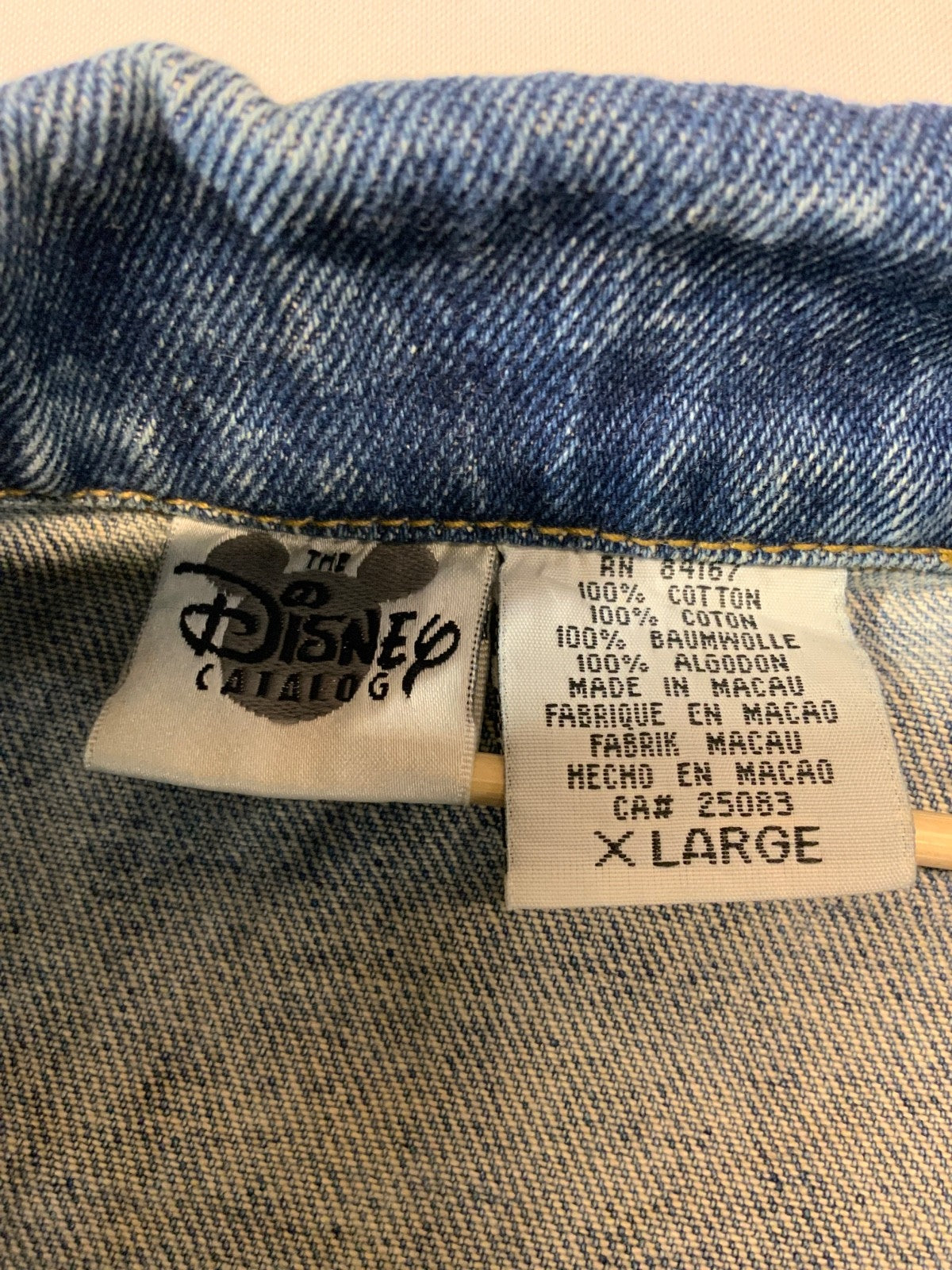 Vintage Mickey Mouse Disney Denim Jean Jacket XL Blue Acid Wash 90s