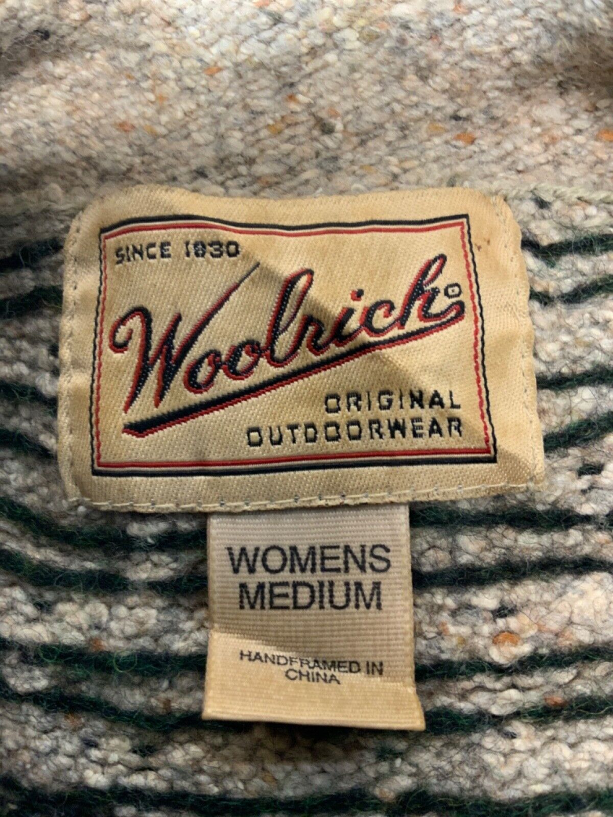 Vintage Woolrich Knit Wool Sweater Women’s Medium Beige Rolled Neck Sheep