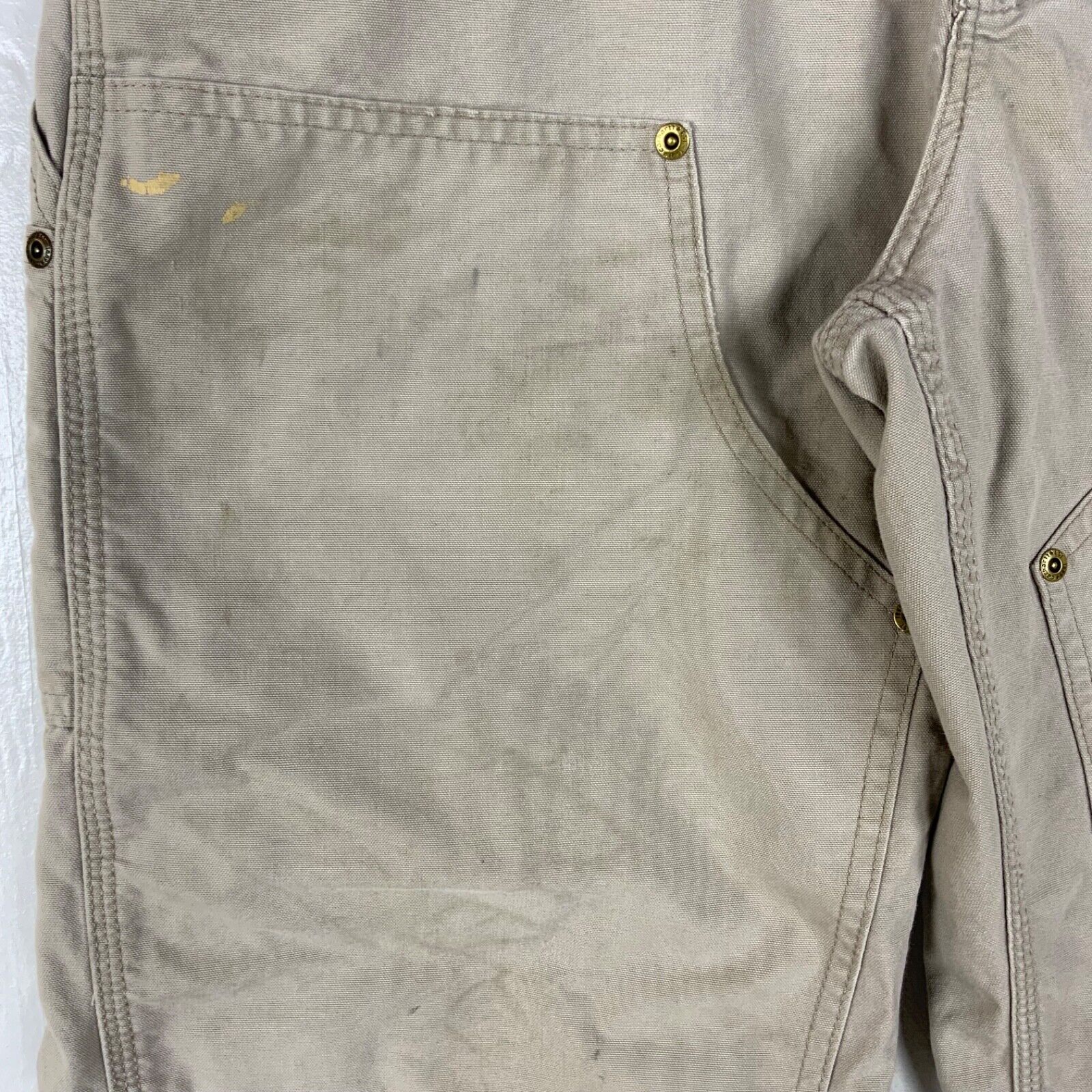 Carhartt Double Knee Dungaree Workwear Pants 32x36 Beige