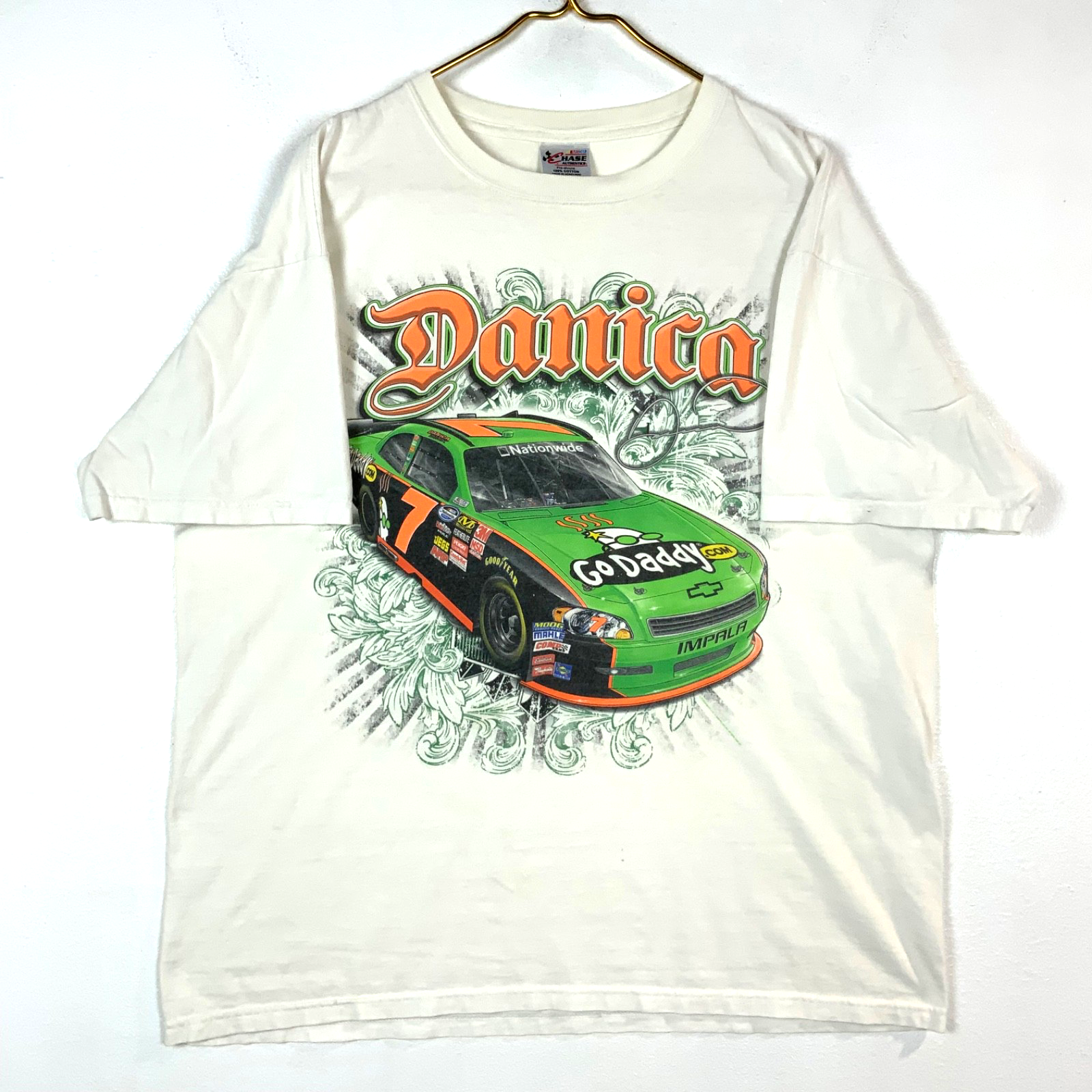 Vintage Nascar Racing Chase T-shirt XL White Double Sided Danica Patrick Y2K