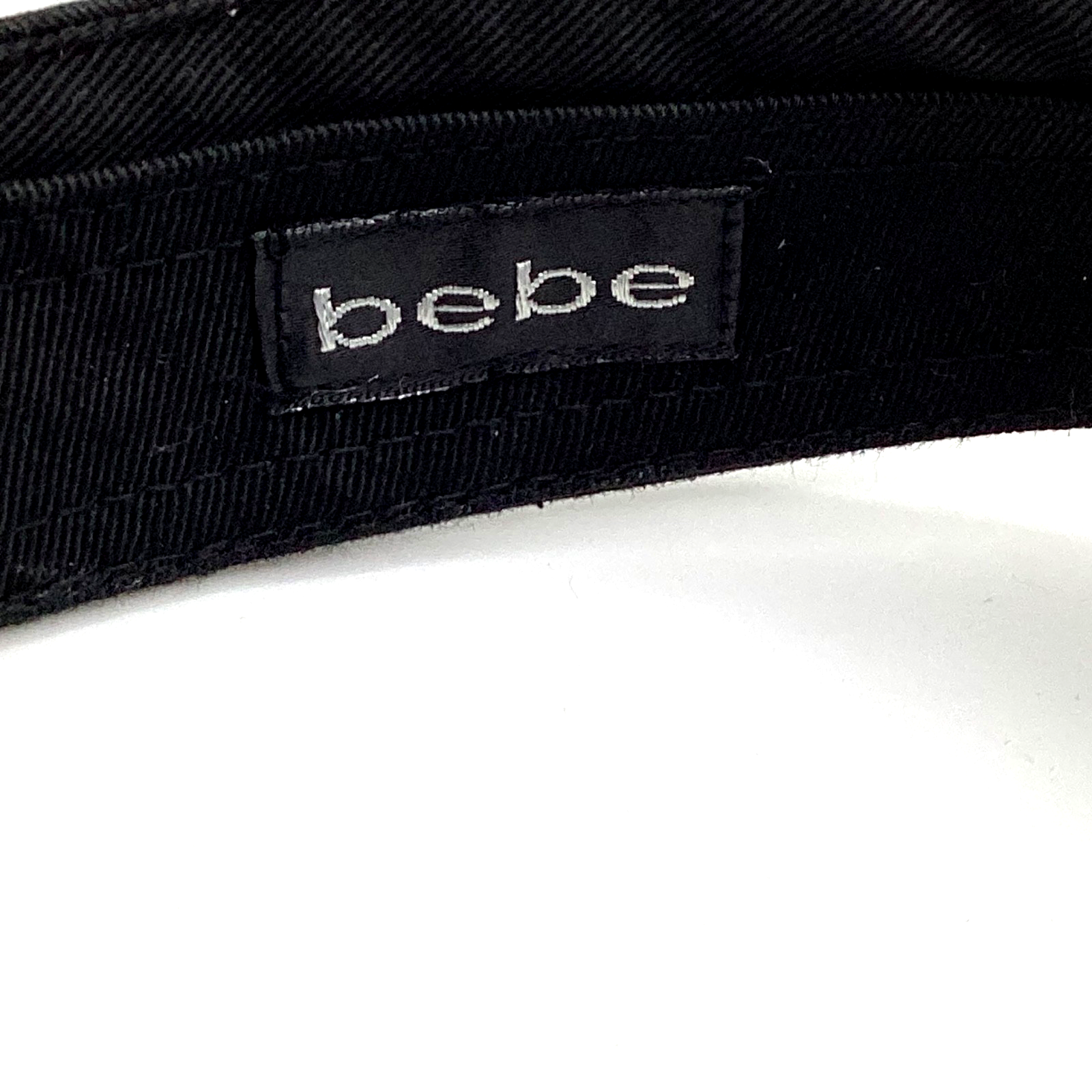Vintage Bebe Black Visor Hat Cap Adjustable Rhinestone Y2K