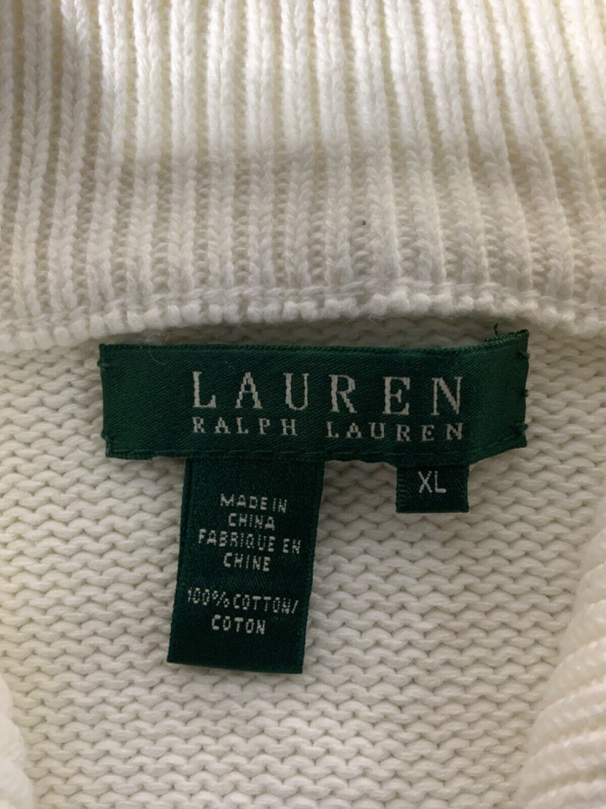 Vintage Lauren Ralph Lauren Knit Cardigan Sweater Women’s XL White