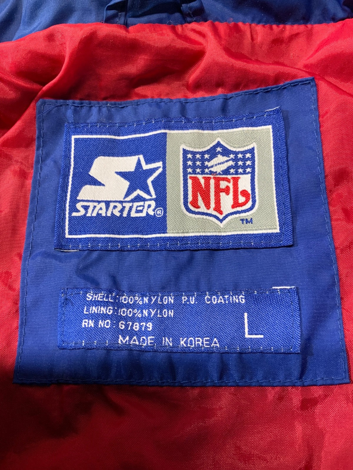 Vintage New York Giants Starter Jacket Large Windbreaker Blue Nfl Full Zip