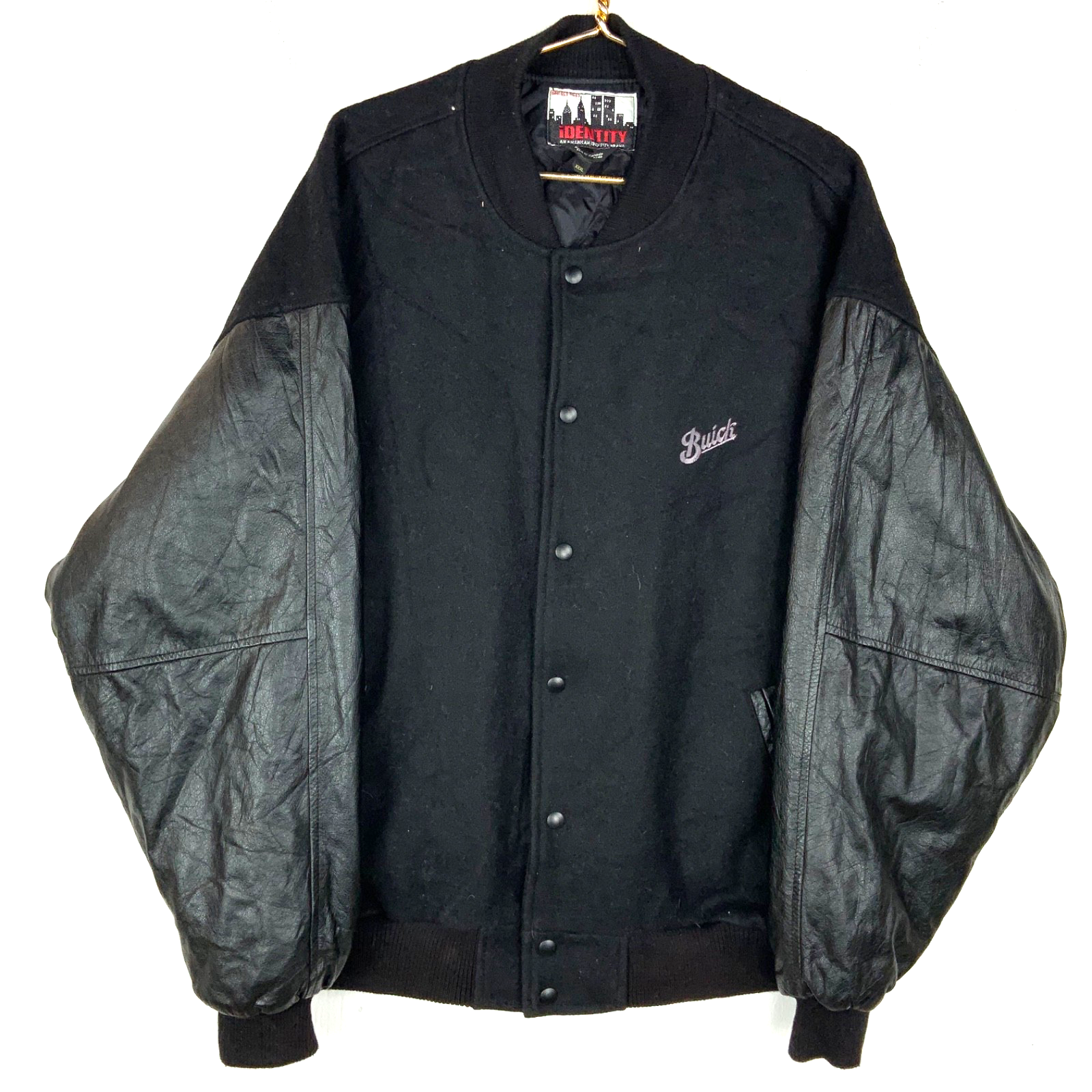 Vintage Buick Cars Wool Leather Bomber Jacket 3XL Made In Canada Snap Button