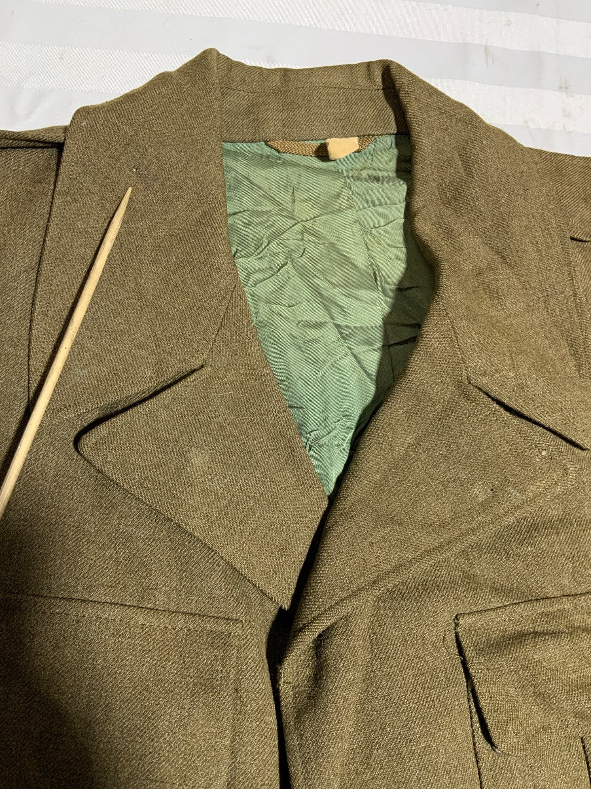 Vintage Us Army Wool M-1950 Jacket Small Brown Button Up Ww2 1953