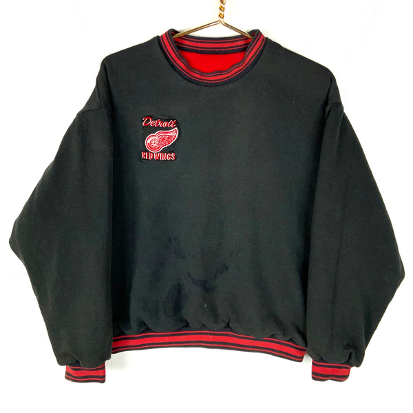 Vintage Detroit Red Wings Pro Player Sweatshirt Large Reversible Black Red Nhl