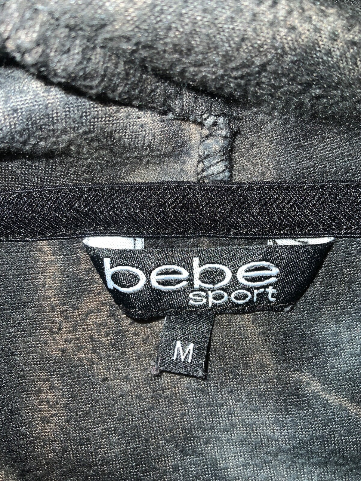 Bebe Sport Women's Velour Sweatshirt Hoodie Medium Gray Cropped