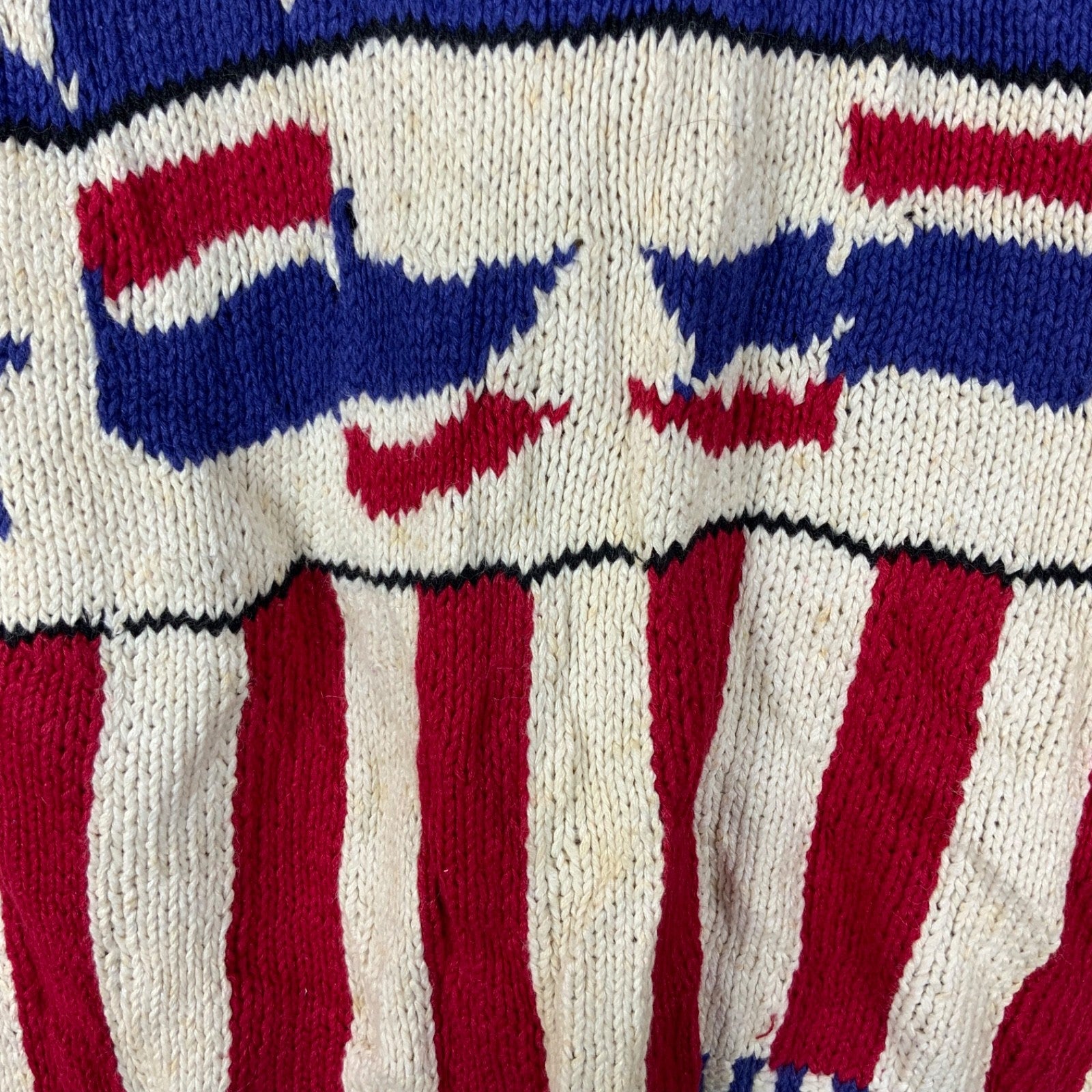 Vintage 1990s Grandpa Hand Knit Sweater Medium White Cardigan Election