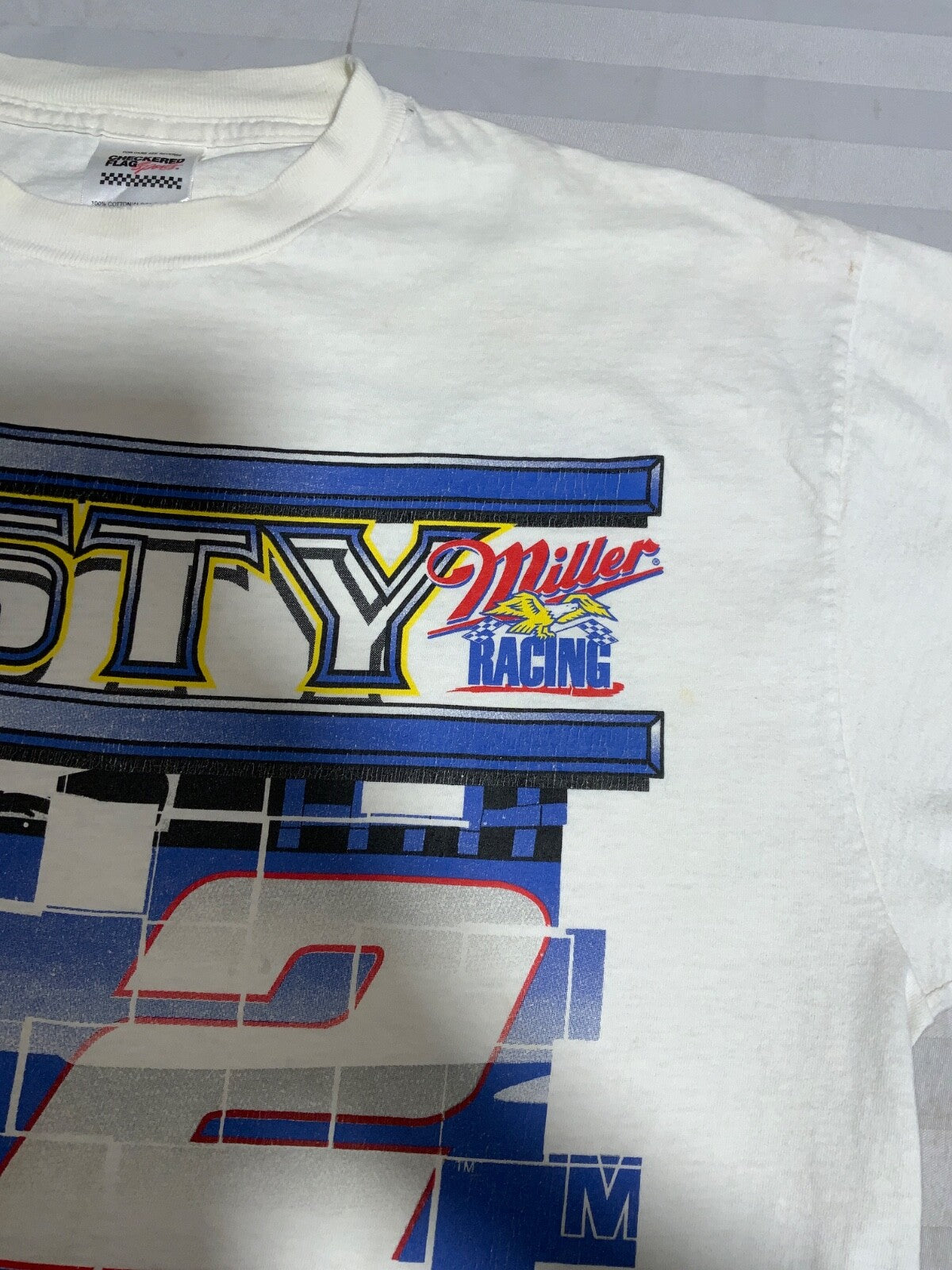Vintage Nascar Racing T-shirt Large Double Sided Miller Racing Rusty Wallace 90s