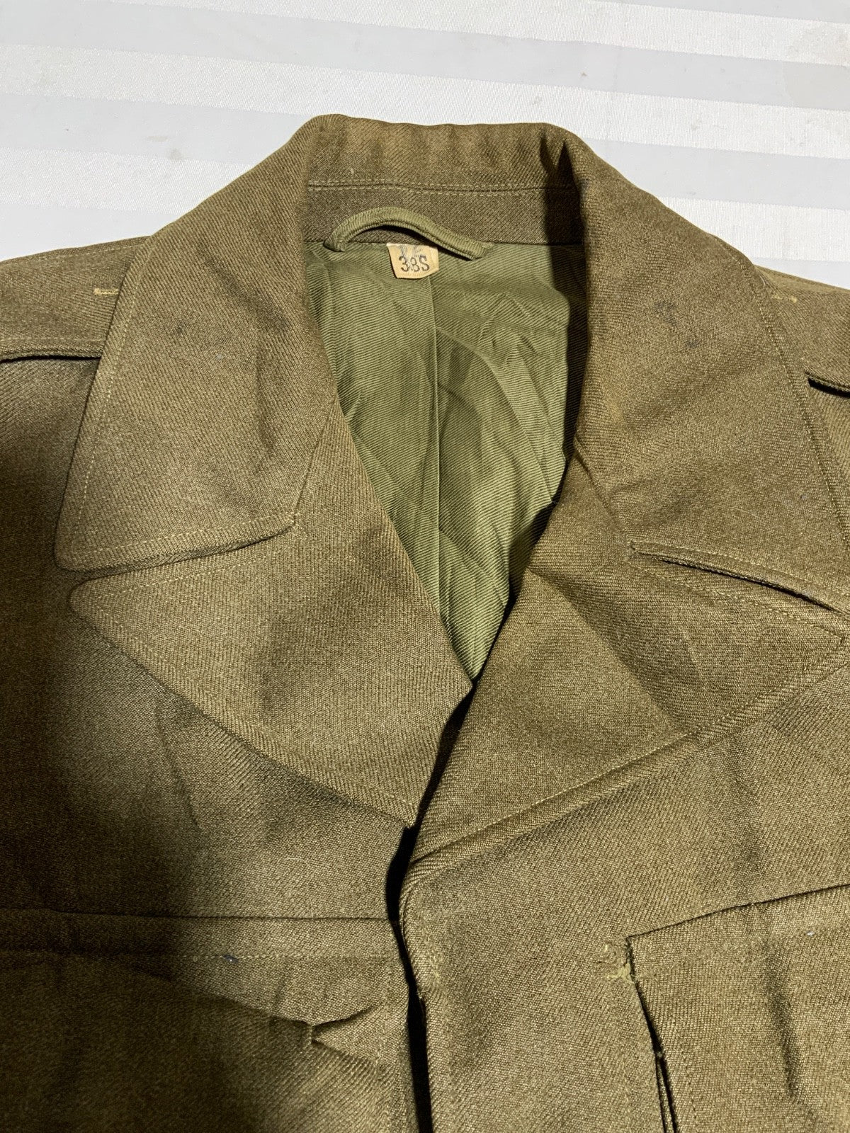 Vintage Us Army Wool Jacket Size 38s Brown Button Up Vietnam Era Ww2 1948