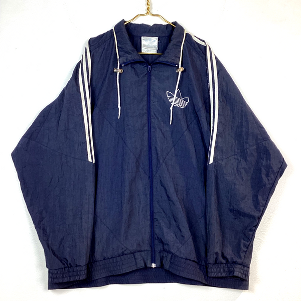 Vintage Adidas Windbreaker Jacket Size XL Blue Full Zip Extra Length 90s Trefoil