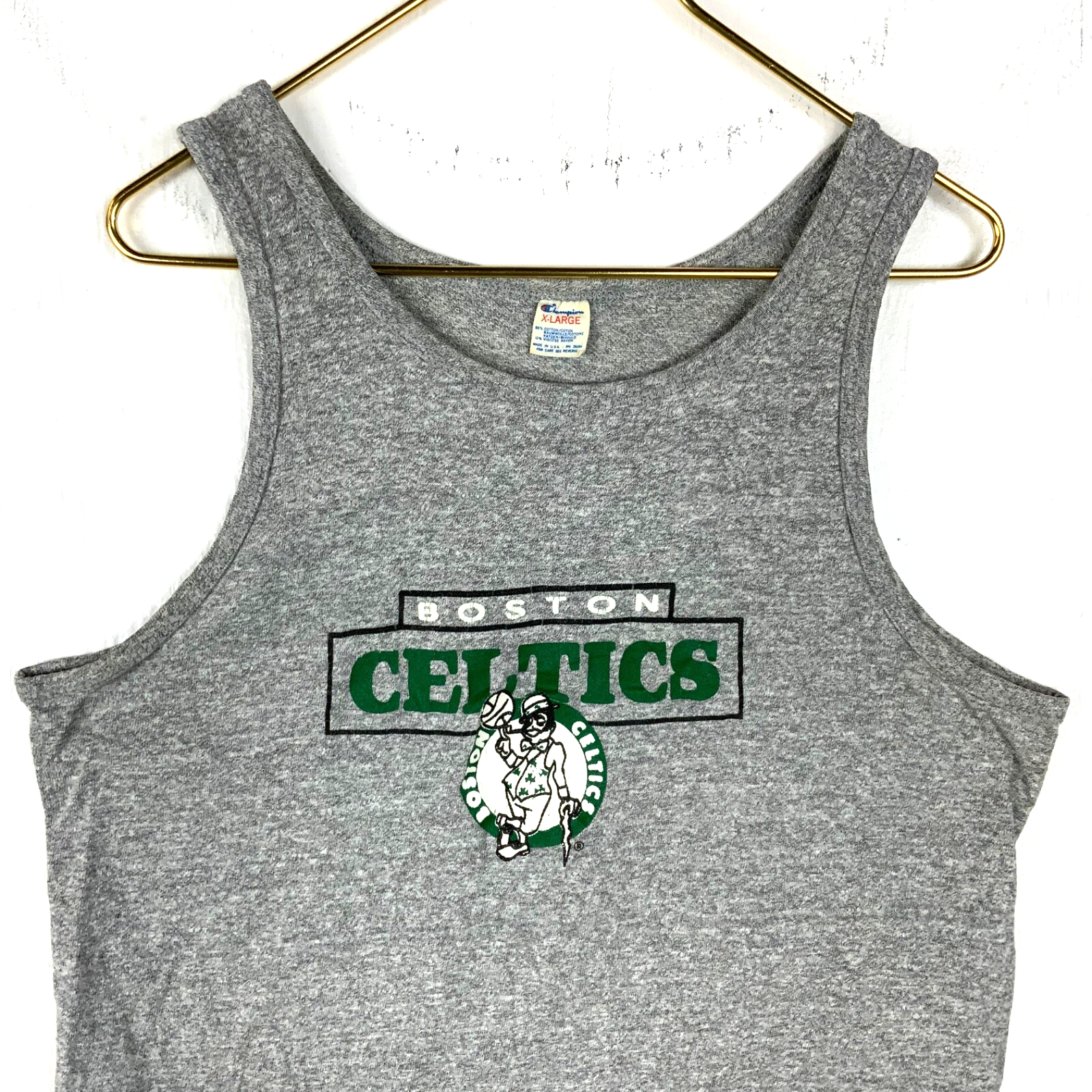 Vintage Boston Celtics Champion Tank Top XL Gray Made Usa Nba 1980s