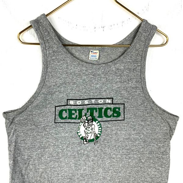 Vintage Boston Celtics Champion Tank Top XL Gray Made Usa Nba 1980s