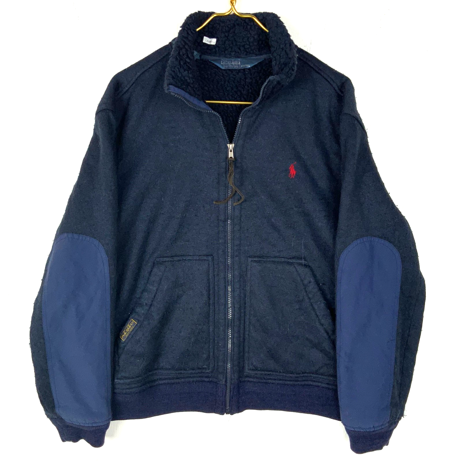 Vintage Polo By Ralph Lauren Fleece Sweater Jacket Medium Blue Full Zip Bomber