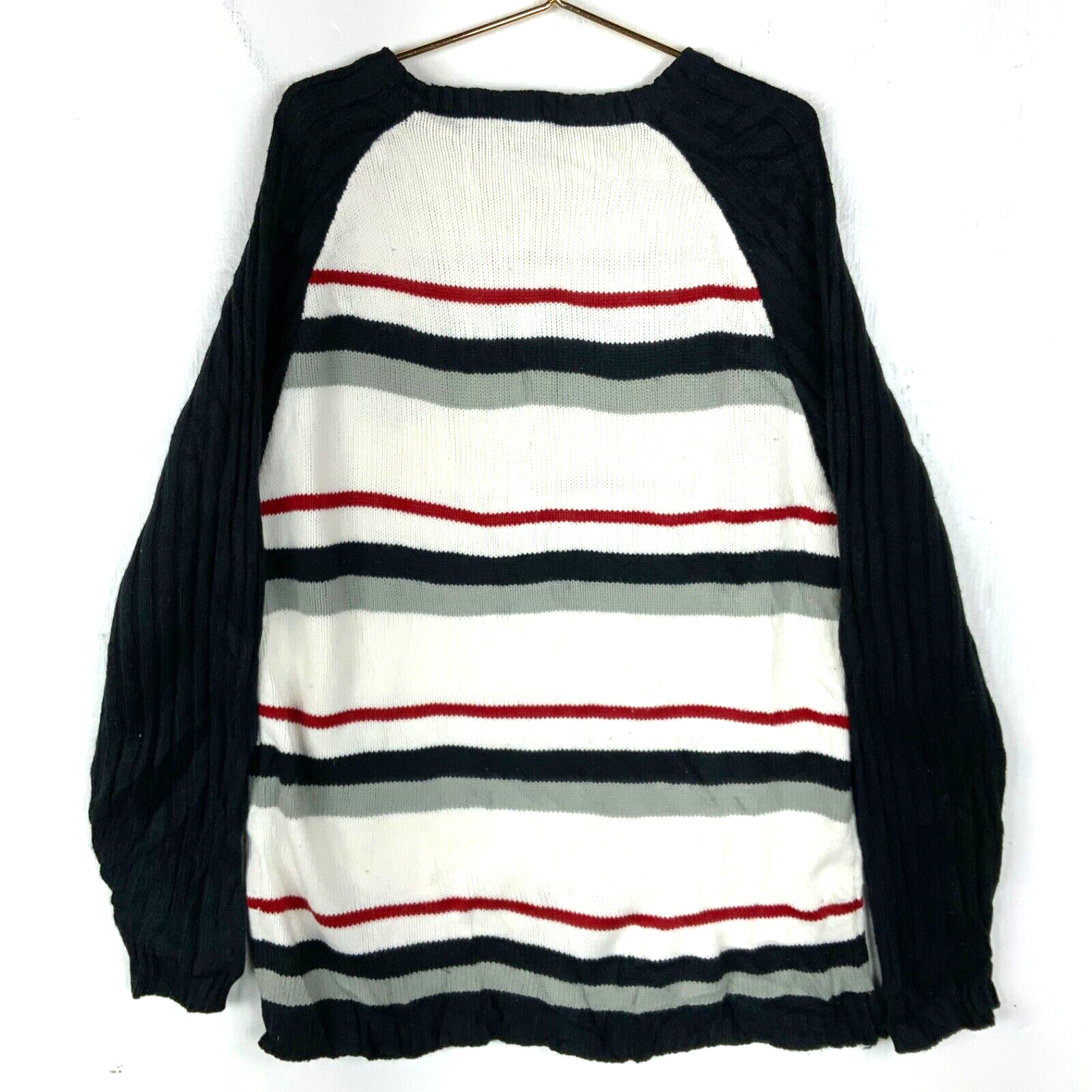 Y2K South Pole Knit Sweater Size Large White Raglan Striped Streetwear